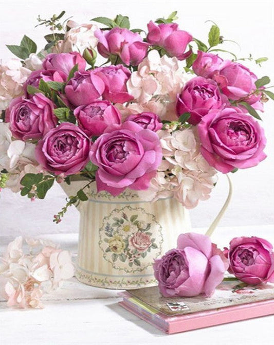 Jarron de Rosas y Libros