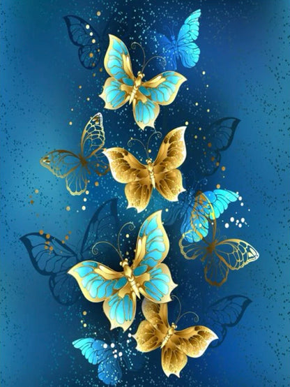 Mariposas Aqua y Doradas