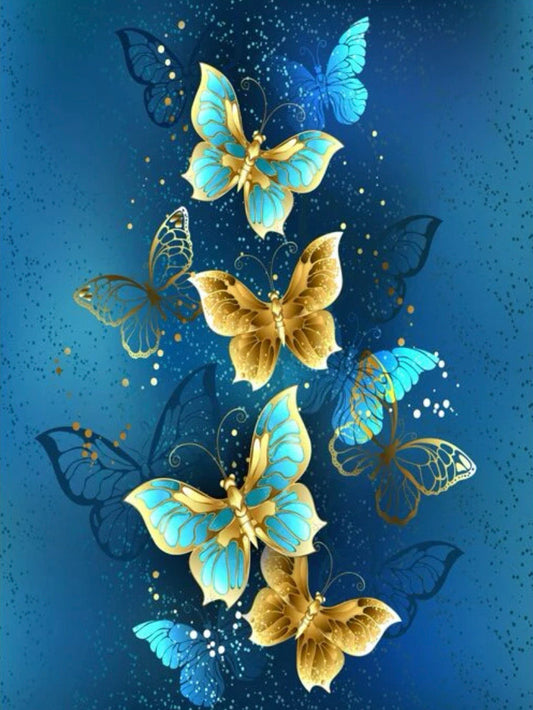 Mariposas Aqua y Doradas